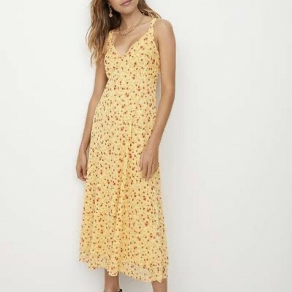 SPORTSGIRL - Butter Yellow Red Floral Maxi Dress New With Tags Size Small - Picture 1 of 11